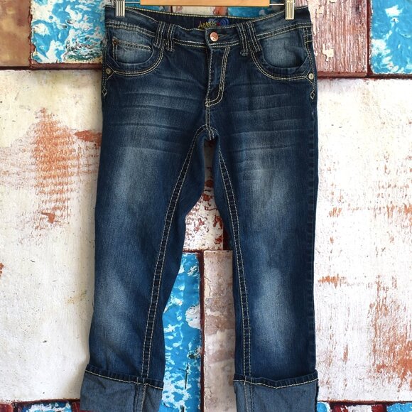 Women's Angels Jeans Denim Bootcut 22" Inseam SIZE 9 Dark Wash - Picture 1 of 10
